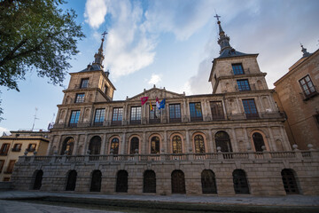 Fototapeta na wymiar View of the beautiful Toledo's city hall building by the afternoon - Toledo, Spain
