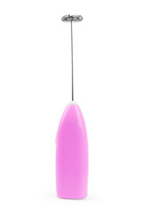 Pink electric milk frother isolated on a white background © vadarshop