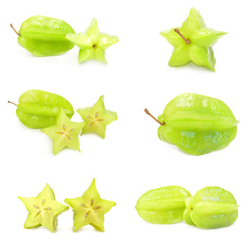 Set of star fruit isolated on a white background cutout
