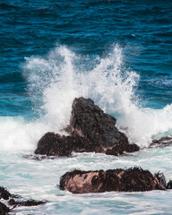 Rocks in the sea waves coast