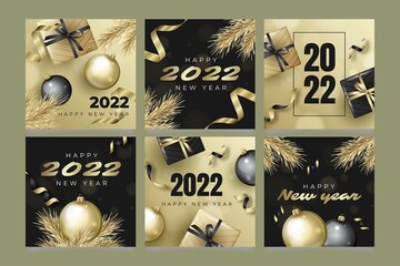 realistic new year banner collection abstract design vector illustration