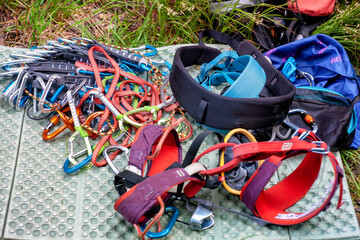 equipment for climbing the rock. rock climber set