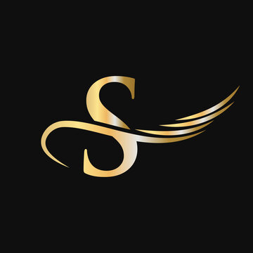 Letter S Logo Design Template. S Letter Logo Business And Company Identity Vector With Golden, Fashion, Wing Concept