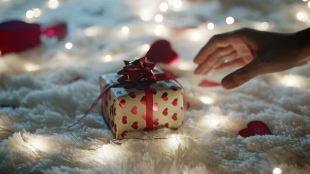 Scatole regalo per la festa degli innamorati di san Valentino su tappeto bianco