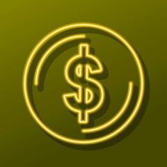 coin neon sign, modern glowing banner design, colorful modern design trend. Vector illustration.