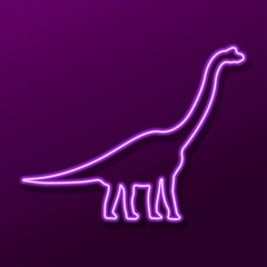 diplodocus neon sign, modern glowing banner design, colorful modern design trend. Vector illustration.