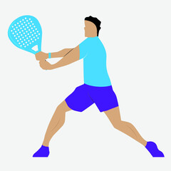 Tennis padel Player Icon Illustration. Paddle Sport Vector Graphic Symbol Clip Art. silhouette isolated on white background