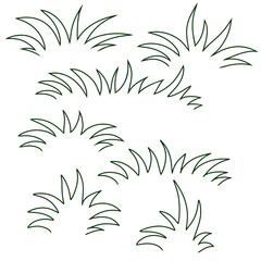Green grass, hummocks, bushes. A set of design elements