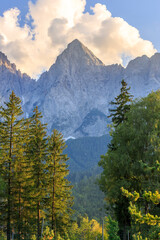 Obraz premium near Kranjska Gora, a great slovenian alps Panoramic view, autumn mode, Slovenia