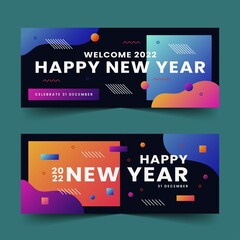 gradient new year horizontal banners set abstract design vector illustration