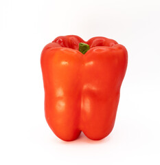 ripe with drops of water red pepper isolated on light background