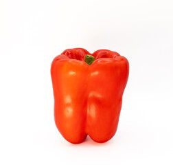 ripe with drops of water red pepper isolated on light background