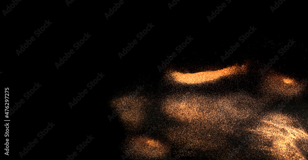 Poster abstract dark background with gold sparkles. festive background for project. blurred effect.