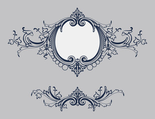 Vintage frame in the Baroque style. French luxury vector. Wireframe decorative elements in Victorian royal style.