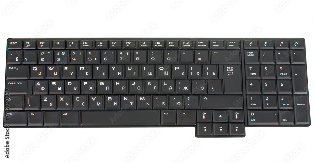 Wall mural laptop keyboard, laptop spare part, on white background isolated