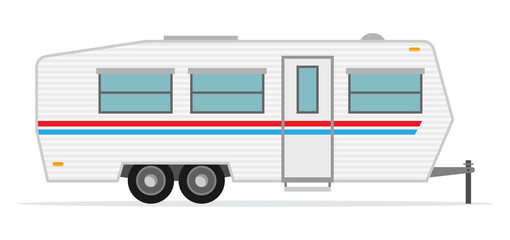 Rv camping trailer, travel mobile home, caravan. Home camper for travel, trailer mobile.