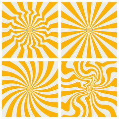 set of rainbow line backgrounds in 1970s hippie style. patterns retro vintage 70s groove. psychedelic poster background collection. vector design illustration.