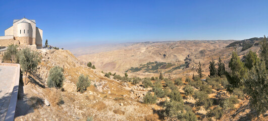 Fototapeta na wymiar Panorama of the Jordan Valley from Mount Nebo