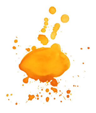 Watercolor Stain, Abstract Figure, Yellow Splatter Stain