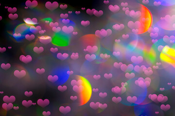 Obraz na płótnie Canvas colored heart bokeh abstract background