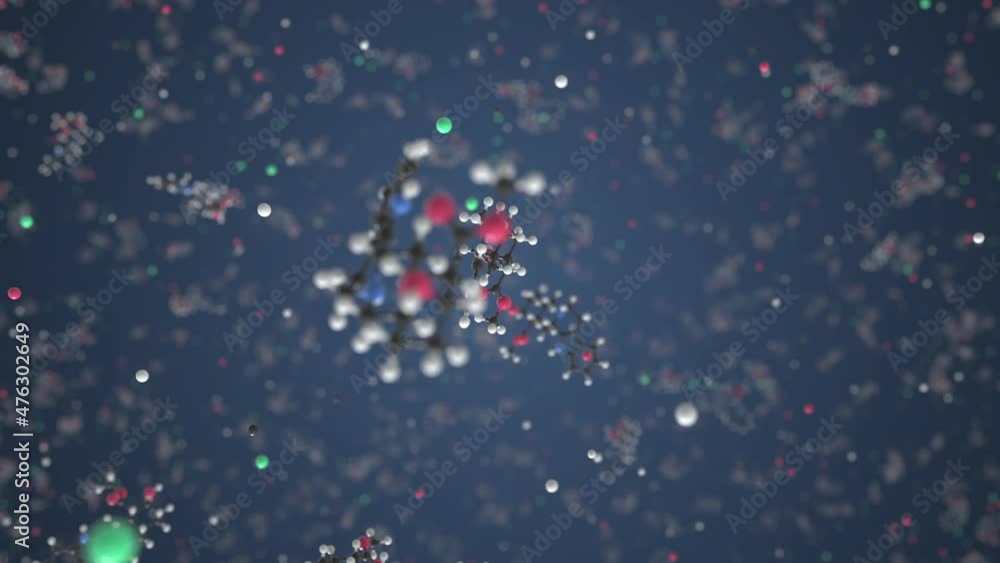 Poster yohimbine hydrochloride molecule, isolated molecular model. looping 3d animation or motion backgroun