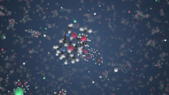 Yohimbine hydrochloride molecule, isolated molecular model. Looping 3D animation or motion background