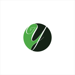 letter y logo vector leaf emblem template