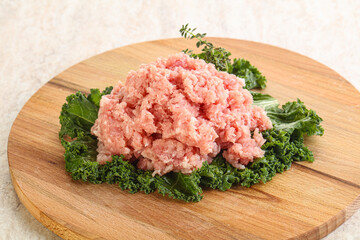 Raw pork minced meat for cooking