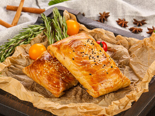 Asian traditional pastry with meat