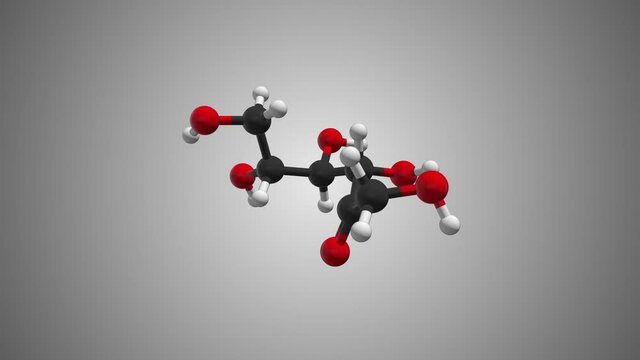 [+Green Screen] Fructose molecule illustration in 360 degree. The chemical structure of sugar atom in 3D loop