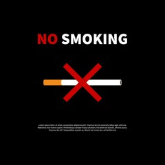 Obraz premium Smoking (cigarette) ban vector banner for print t-shirt, poster or other uses