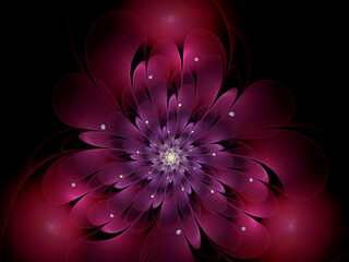 Abstract image. Fractal. 3D. Red flower spiral. Graphic element for web design.