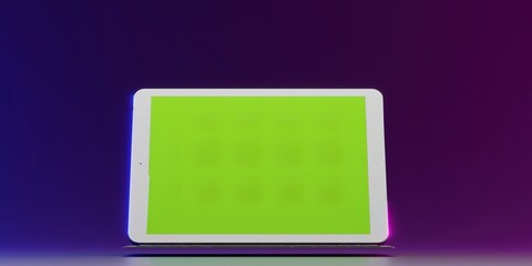 tablet with green screen and colorful background