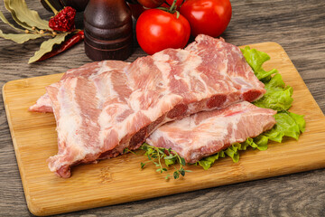 Raw pork ribs for cooking