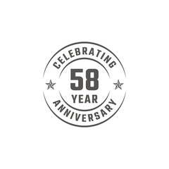 58 Year Anniversary Celebration Emblem Badge with Gray Color for Celebration Event, Wedding, Greeting card, and Invitation Isolated on White Background