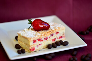 fruit cake with nuts and strawberries