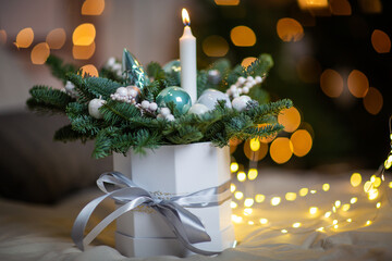 beautiful Christmas decor and gift in the form of a box with a purpose