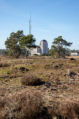 Old art deco style radio station in the middle of nature