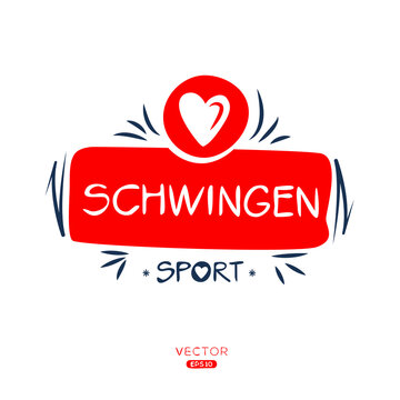 Creative (Schwingen) Sport sticker, logo template, vector illustration.
