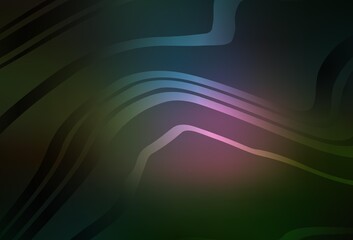 Dark Multicolor vector template with bent lines.
