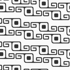 Abstract vector seamless pattern. Ancient ornament. Repeating geometric shapes. Black and white vector background.