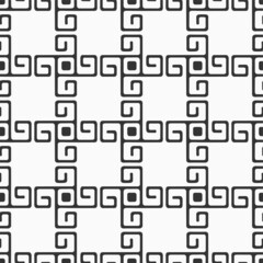 Abstract vector seamless pattern. Cross shapes. Ancient ornament. Black and white geometric background.