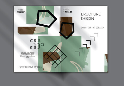 Brochure Cover Layout Geometric Shapes and Abstract Bright Rectangles on White