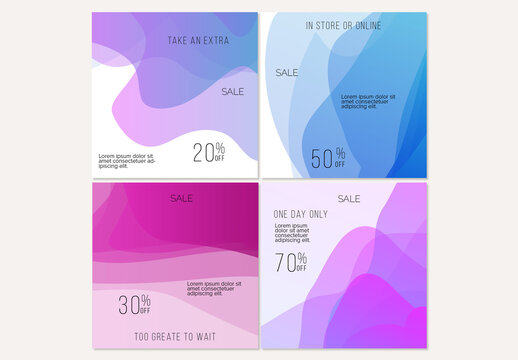 Social Media Post Layout with Transparent Overlapping  Gradient Waves