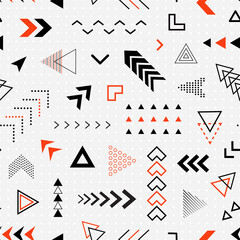 Abstract geometric seamless pattern. Design arrow for youth prints. Repeated geometry background. Repeating element shapes. Modern stylish texture. Vector illustration