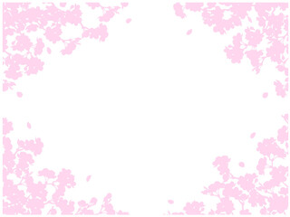 Fototapeta premium さくらのフレーム③四隅_シルエット