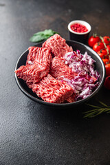 fresh minced meat ground healthy meal food  snack on the table copy space food background 
