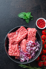 fresh minced meat ground healthy meal food  snack on the table copy space food background 