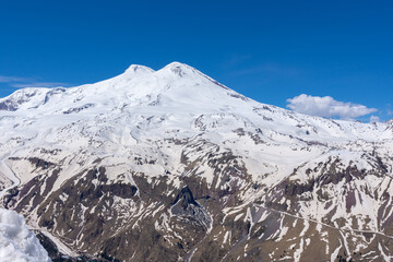 view of the snowy summit of Elbrus