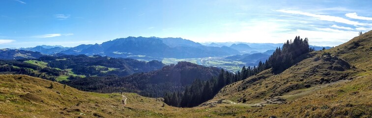 Autumnal view over the valleys of the Alps